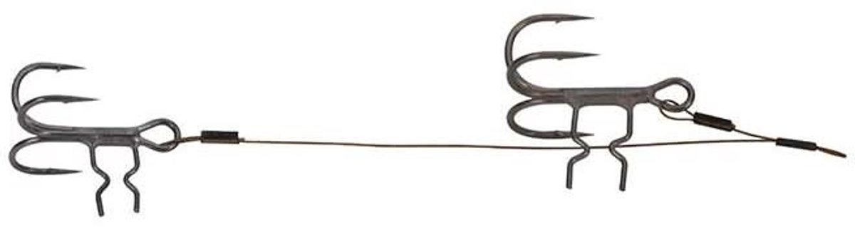 Fox Rage Strike Point Double Stinger - Maat : 10 & 5cm - 6 & 8 Hooks - 6kg - 13lb Wire