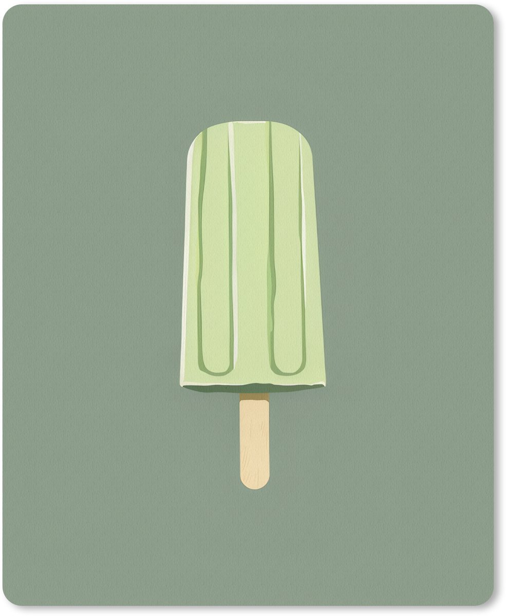 Muismat 19x23 cm - Mousepad Groen - Waterijsje - Stokje - Illustratie - Muismatten