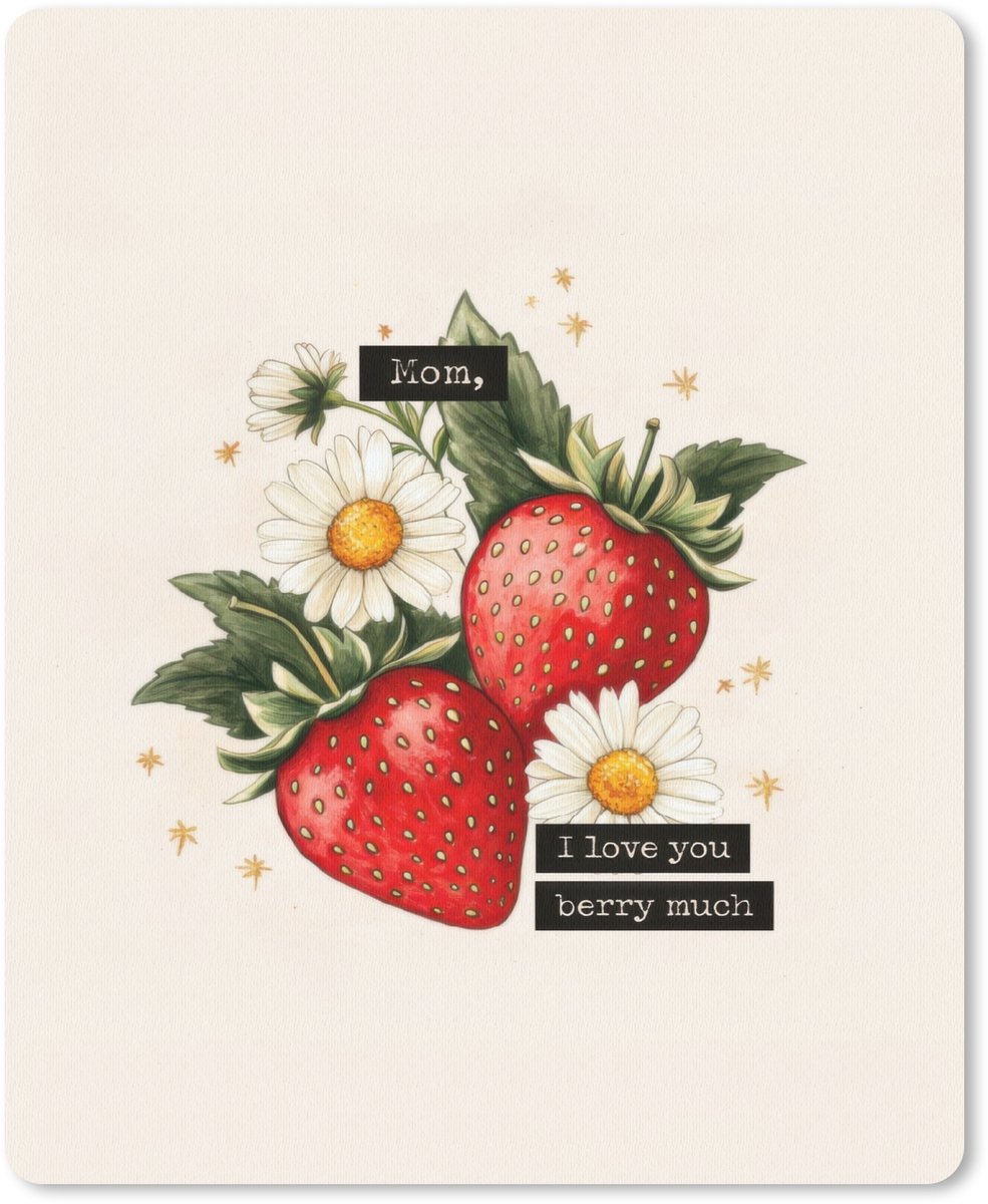 Muismat 19x23 cm - Mousepad Aardbeien - Madeliefjes - Quote - Sterretjes - Muismatten