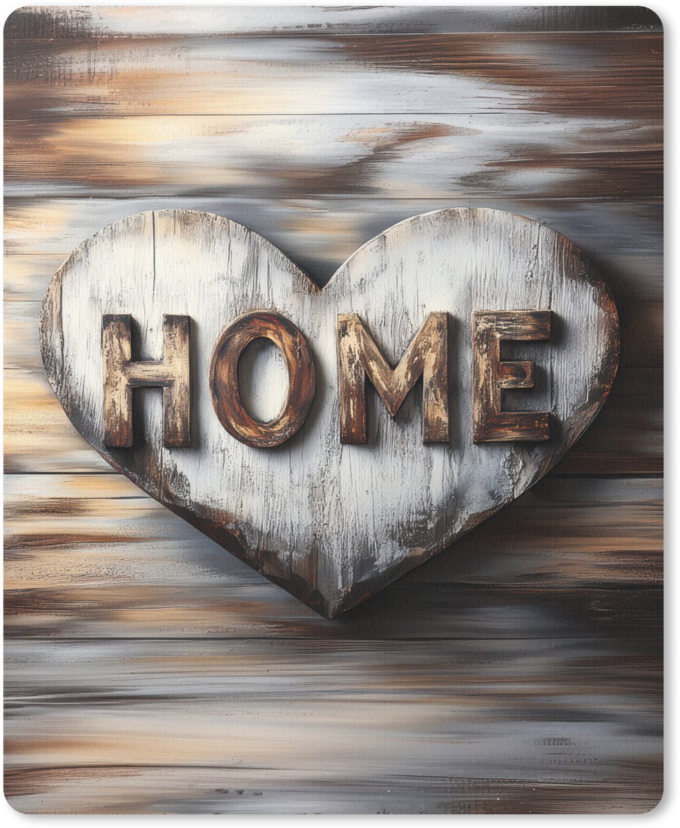 Muismat 19x23 cm - Mousepad Home - Hart - Houtlook - Liefde - Muismatten