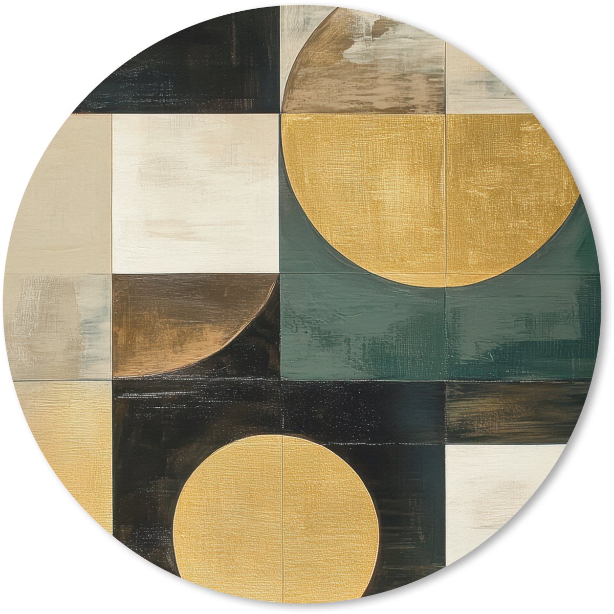 Muismat rond 30x30 cm - Mousepad Abstract - Goud - Brons - Vormen - Geometrisch - Ronde muismatten