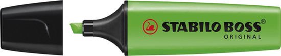 Groene Stabilo BOSS Original markeerstift met zwarte dop.