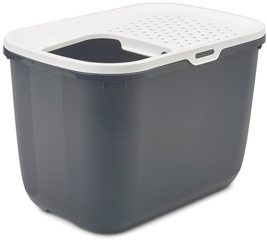 Savic Kattentoilet Hop In 38.5 x 58 x 39 x 5 cm - Kattenbak - Antraciet & Wit
