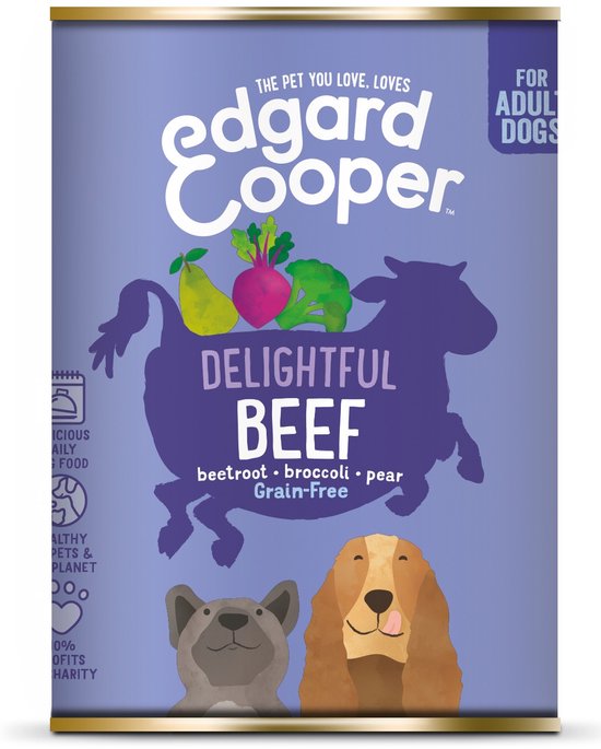 6x Edgard & Cooper Blik Honden Natvoer Hondenvoer Rund 400 gr