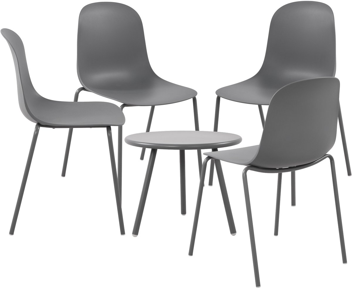 CLP Berdin Tuinset - voor de tuin - loungeset - Set van tafel Berea en 4 x stoel Hardin -