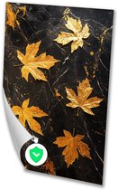 Gouden bladeren op marmeren achtergrond - Herfst posters - Poster bladeren - Art Deco - Moderne posters - Slaapkamer wanddecoratie - poster 100x150 cm