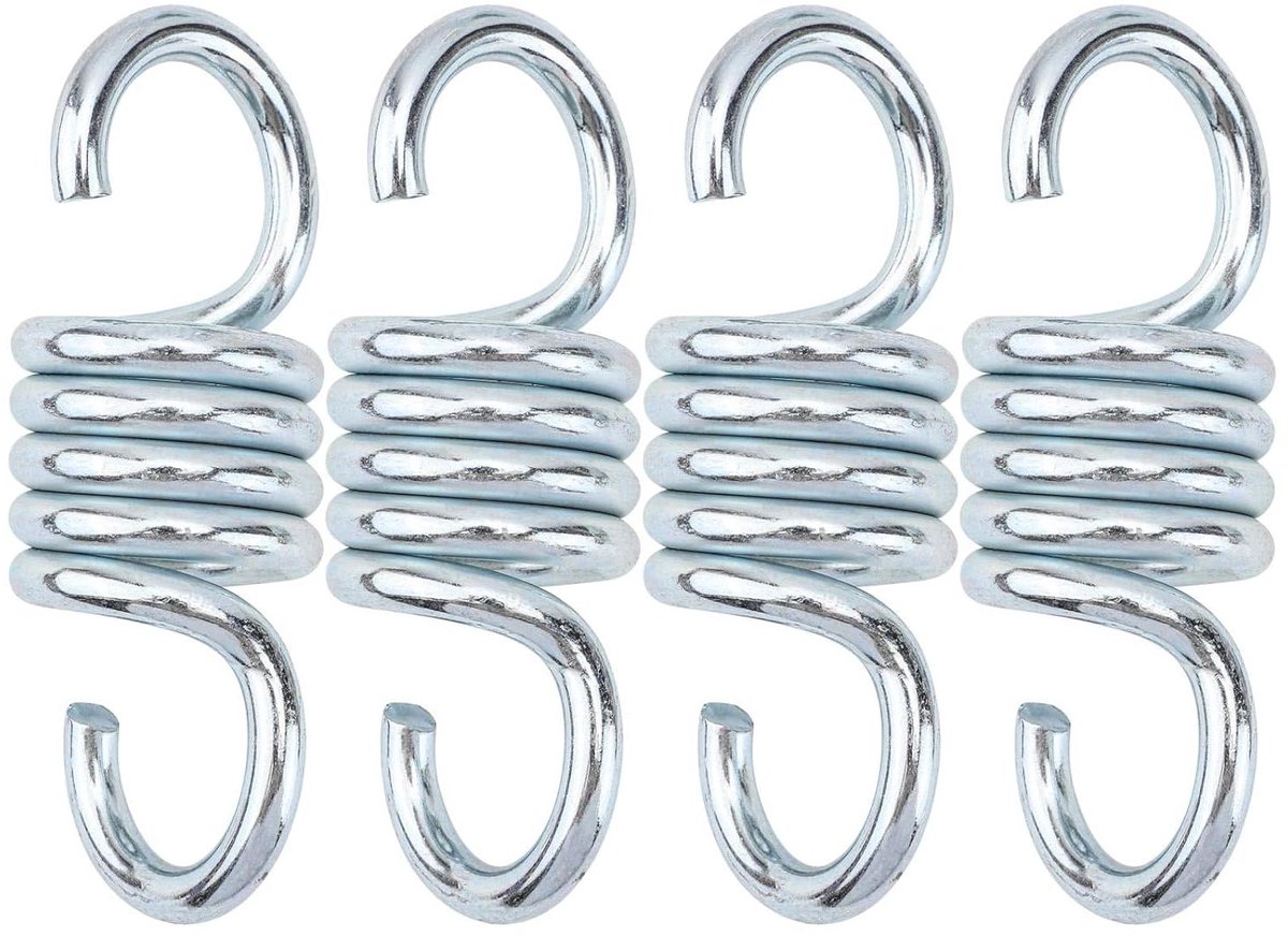 Trekveren met haken - 4 stuks roestvrij stalen spanveren voor hangstoelen