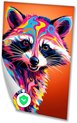 Wasbeer, Psychedelisch, Roze, geel, blauw, oranje, paars