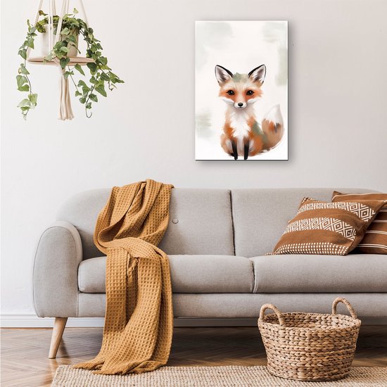 Schattige vos in zachte kleuren - Vos posters - Poster dieren - Digital Art - Muurdecoratie kinderkamer - Woonaccessoires - poster 80x120 cm