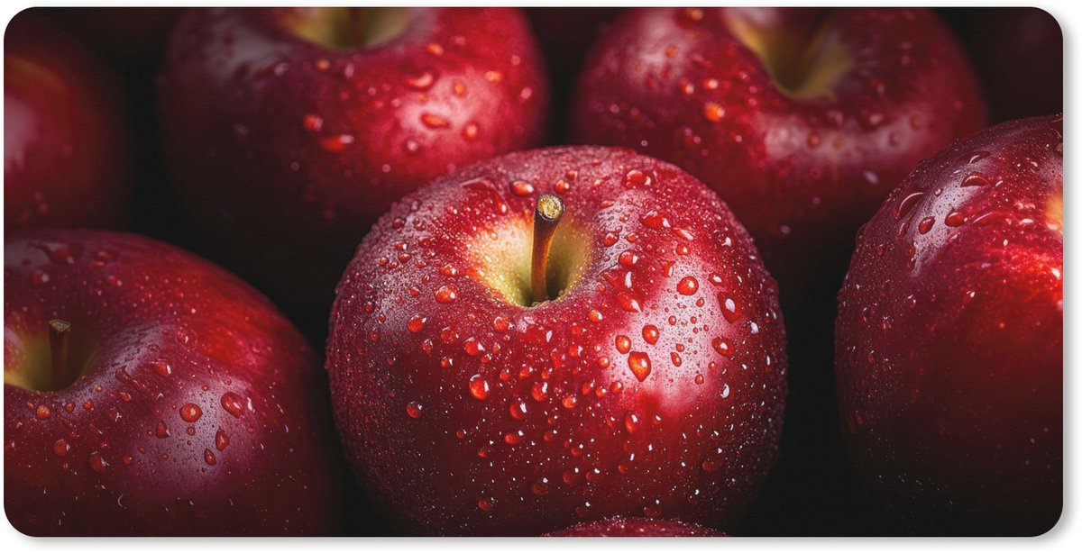 Muismat XXL 90x45 cm - Bureau onderlegger - Bureau mat Rood - Appels - Fruit - Bureaumat - Gaming mousepad xl - Bureaulegger groot - Computer deskmat