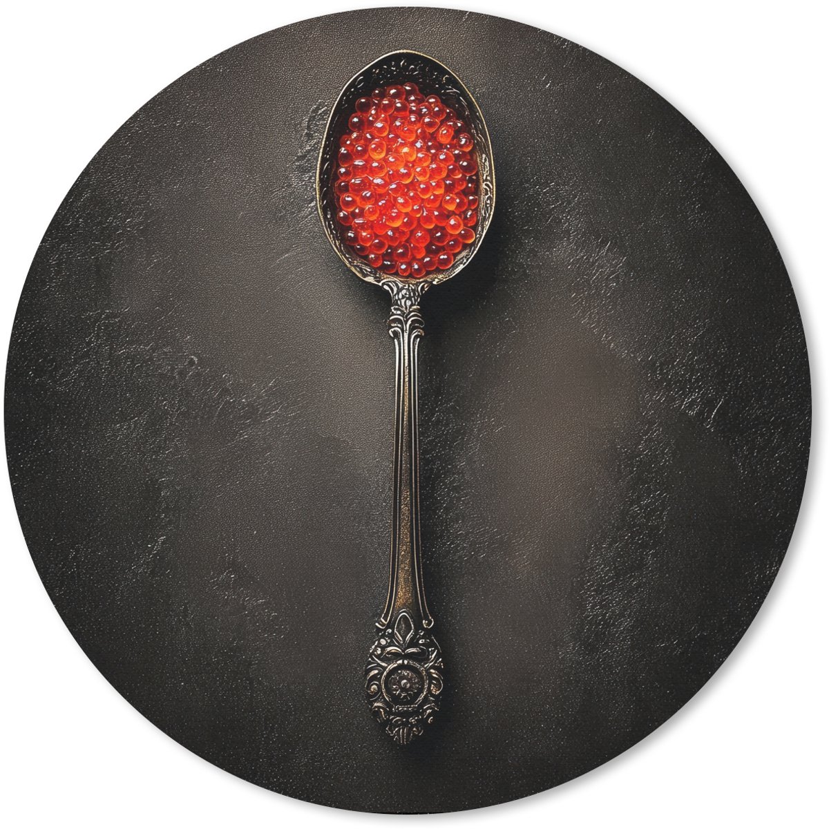 Muismat rond 30x30 cm - Mousepad Zwart - Lepel - Caviar - Ronde muismatten