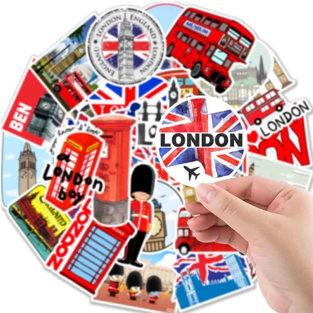 50 Autocollants Londres Bus Rouges - Déco UK Pour Bouteilles, Laptops, Skateboards | Thème British Voyage