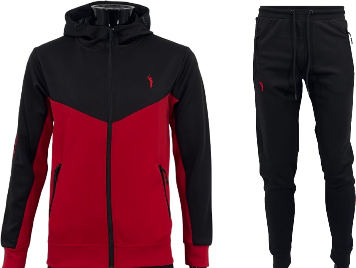 Hitman - Trainingspak Heren - Joggingpak Heren - Sportkleding Heren - Cadeau voor Man - Zwart/Rood - Maat S