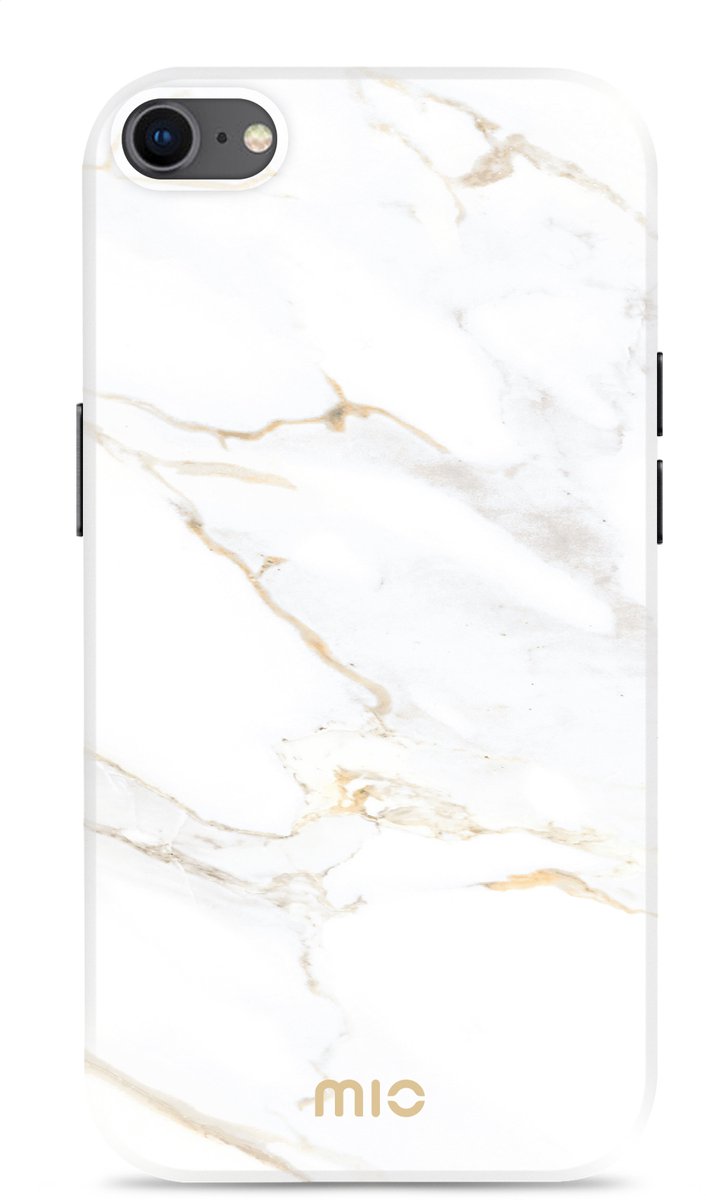 Mio by Mobilize Hoesje geschikt voor Apple iPhone 8 MagSafe Telefoonhoesje Hardcase | Mio by Mobilize Backcover | Geschikt voor MagSafe | Geschikt voor Draadloos Opladen met Magnetische Ring | Geschikt voor MagSafe Case - White Marble | Wit