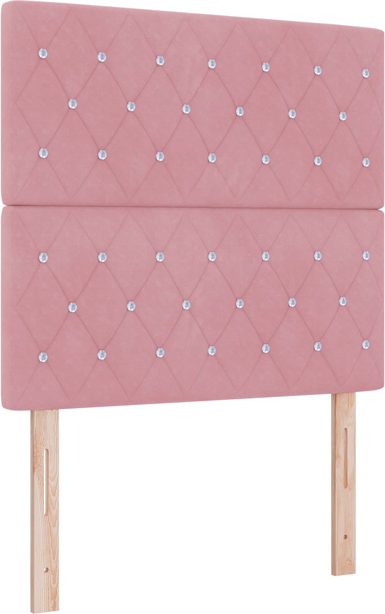 vidaXL - Boxspring - bed - met - matras - Roze - 90 - x - 200 - cm - Fluweel
