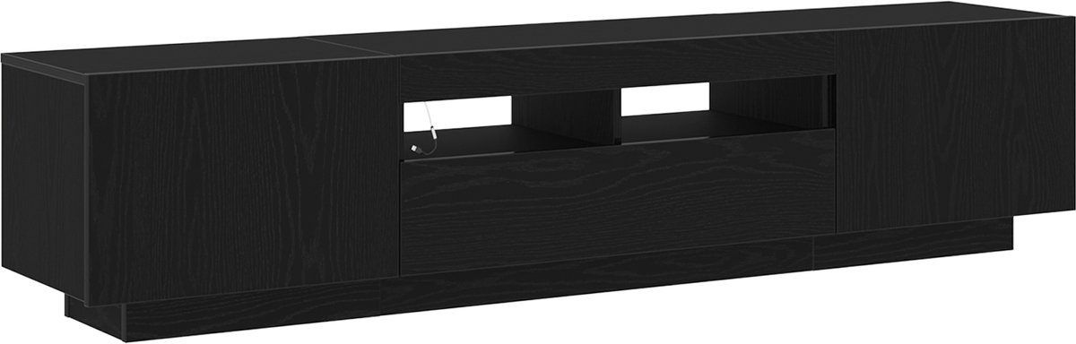 vidaXL - Tv-meubelset - 2 - pcs - Zwart - 180 - x - 35 - x - 40 - cm - Bewerkt - hout
