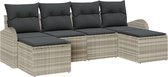 vidaXL - 6-delige - tuinset - met - kussens - in - lichtgrijs - poly - rattan