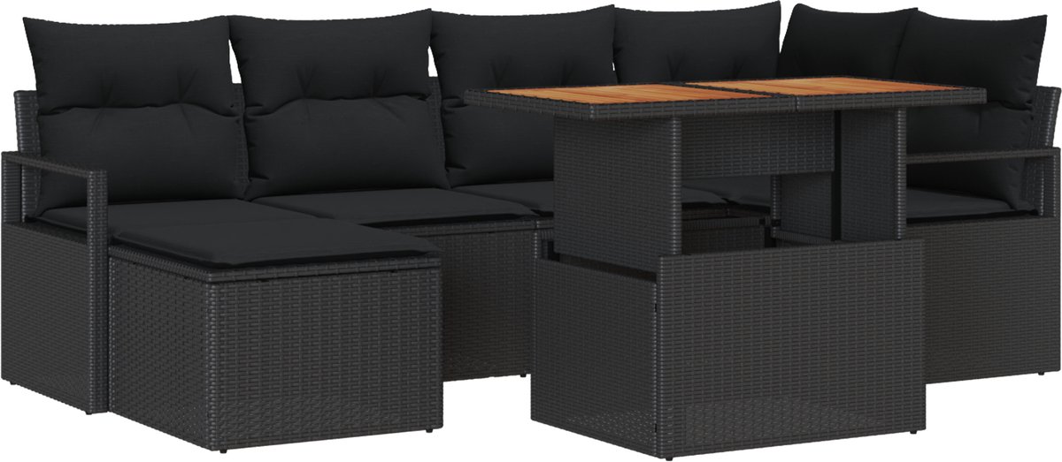 vidaXL - Tuinbank - Set - 7 - pcs - Zwart - en - Bruin
