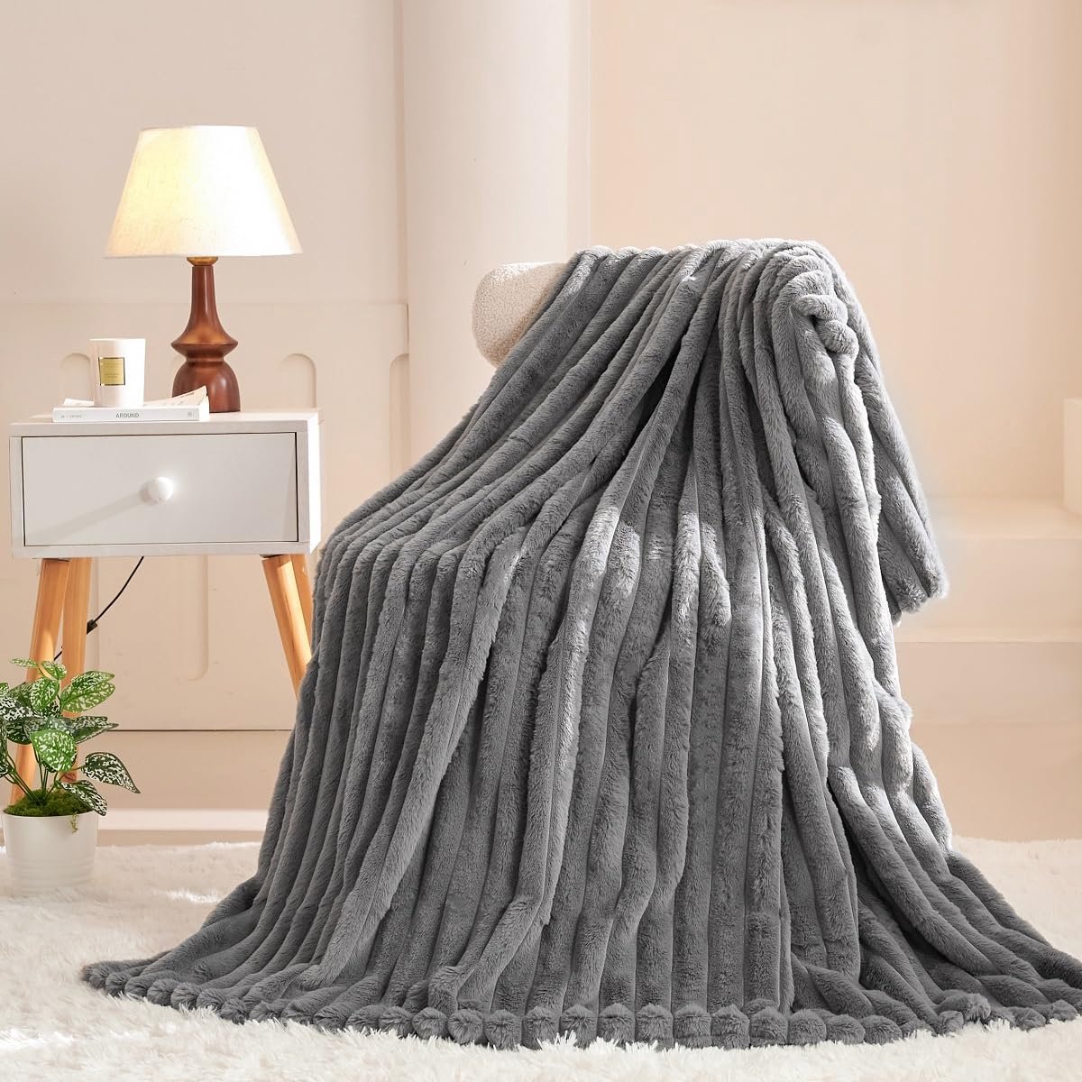 Ibenzoa Grote, Zachte, Grijs Fluweel Knuffeldeken – 130 x 150 cm