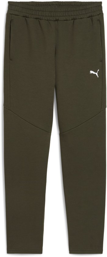 Donkergroene joggingbroek met PUMA-logo en gedetailleerde naden.
