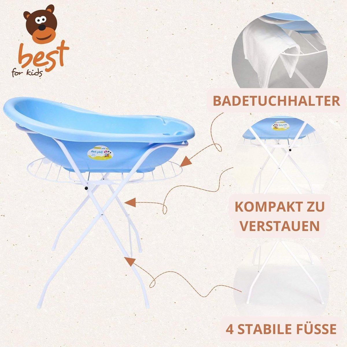 Universele standaard voor babybadkuipen 84 en 100 cm - Inklapbaar en veilig voor baby's thumbnail 4