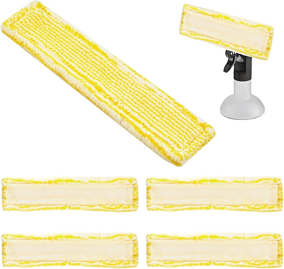5 Reservepads voor Raamzuiger - Gele Microvezel Dweilpads voor Optimaal Schoonmaakgemak