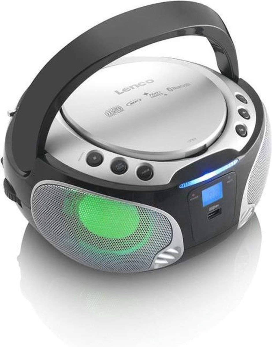 Draagbare CD-speler voor Kinderen met Bluetooth en USB - Robuuste Boombox met Feestverlichting