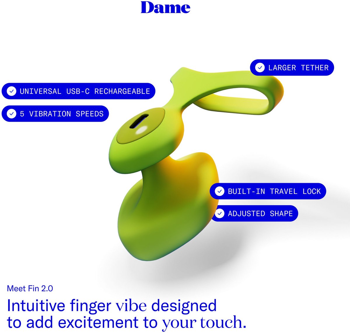 Dame - Fin 2.0 Vinger Vibrator - Citrus