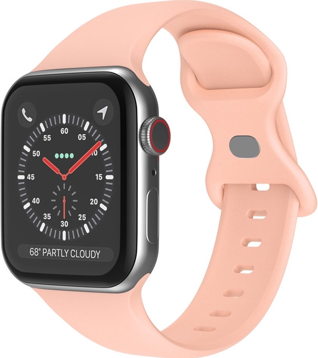 Mobigear Siliconen Watch bandje geschikt voor Apple Watch Bandje Druksluiting | Mobigear Sport Dual - 49/46/45/44 mm - Zalmroze