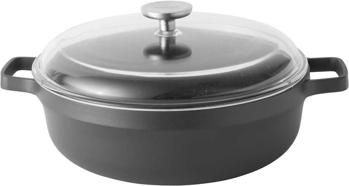 Bol.com Sauteerpan met dubbele handgreep en deksel 28cm - Zwart - PFAS-vrij aanbieding