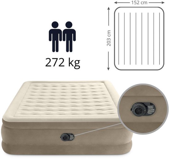 Intex Luchtbed - 2-Persoons - 152 x 203 x 46 cm - Beige - Inclusief pomp en Hoeslaken van Intex — afbeelding 5