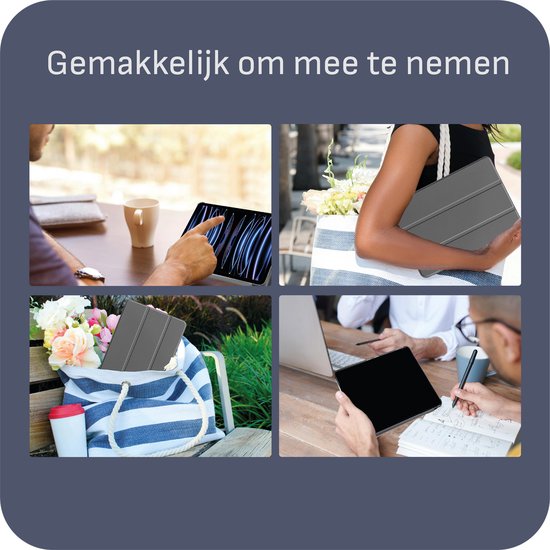 Collage van vier beelden die de hoes in verschillende situaties laten zien.