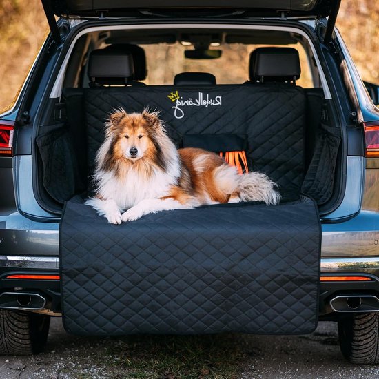 De Blaffende Kat Premium Hondendeken Auto Achterbank - Inclusief 2 Hondenriemen En Opbergtas Autodeken Hond Hondenmand Auto Zwartoranje