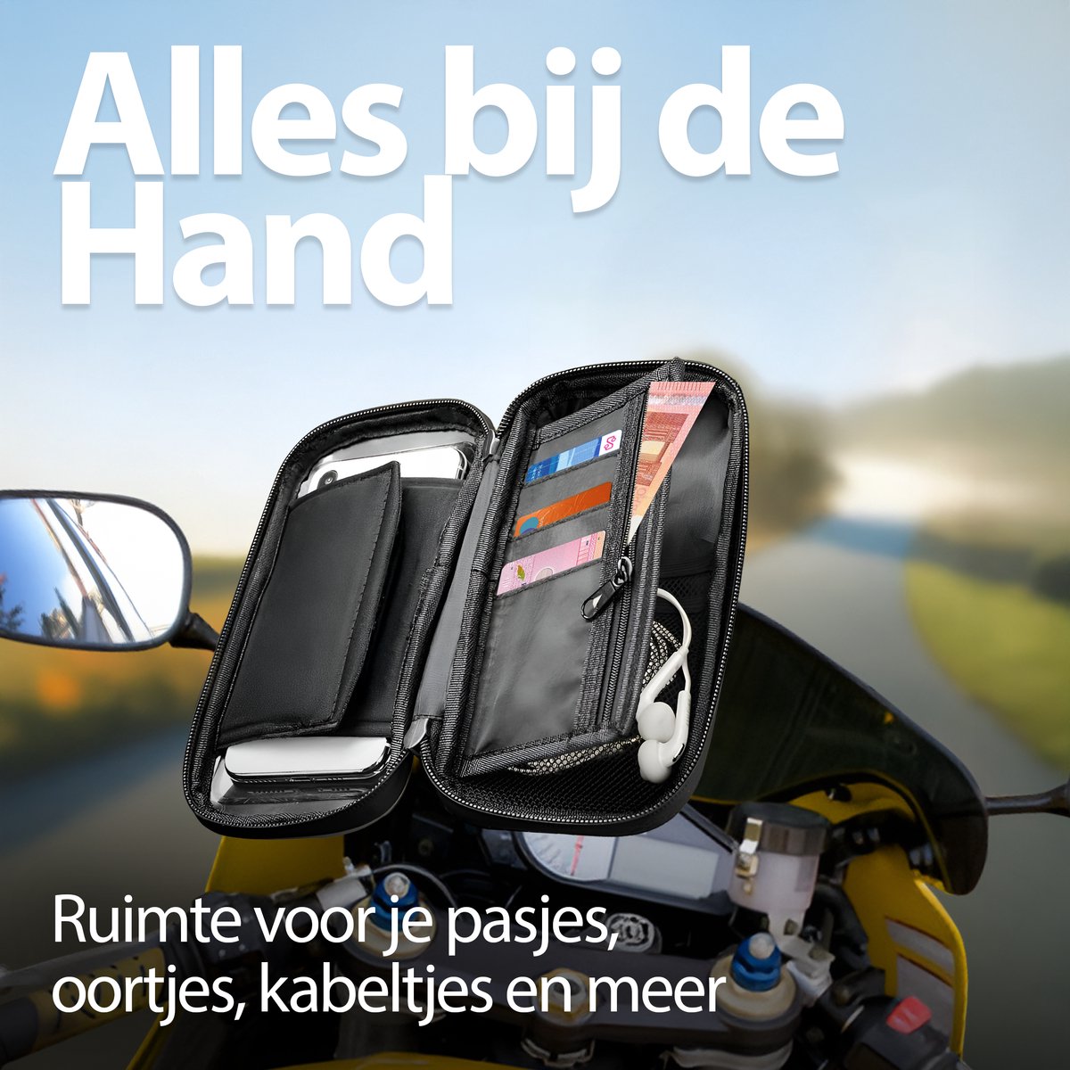 Xssive M1 Telefoonhouder Motor en Scooter - Spiegelbevestiging - Flexibele Stang - Waterdicht - Geschikt voor o.a Vespa, Kawasaki, Ducatti, Sym, Piaggio, Kymco - GSM Houder – foto 3