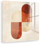 MuchoWow® Glasschilderij 20x20 cm - Schilderij acrylglas - Bogen - Beige - Vormen - Foto op glas - Muurdecoratie woonkamer - Wanddecoratie slaapkamer - Schilderijen