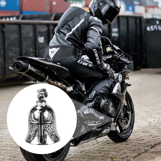 LHLWCCP Bell motorfiets belletje, beschermengel sleutelhanger engel bescherming biker bel, motorfiets geluk, bikeraccessoires