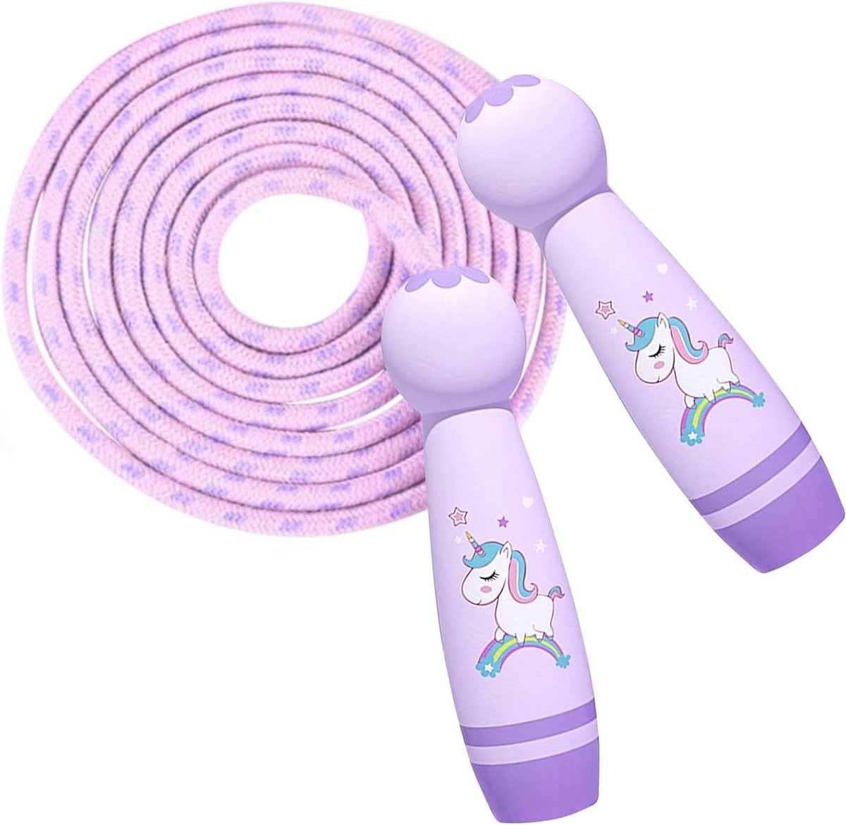 Verstelbaar Springtouw voor Kinderen met Houten Handvat - Cartoon Design - 26 meter - Voor 6, 8 en 10 jaar - Katoenen Touwspringen