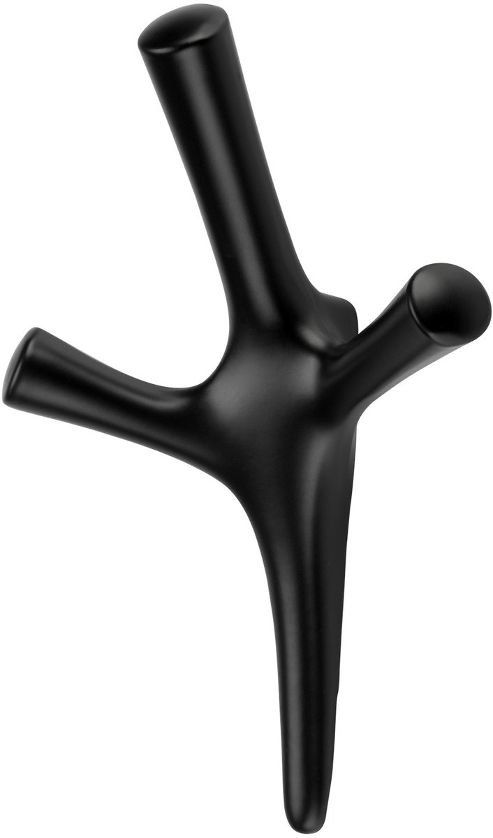 SOTECH Kapstokhaak TRICORNO Hoogte: 157 x Breedte: 106 mm mat zwart, moderne kapstokhaak van gegoten zink, stabiele wandhaak, zelfs voor zware handdoeken