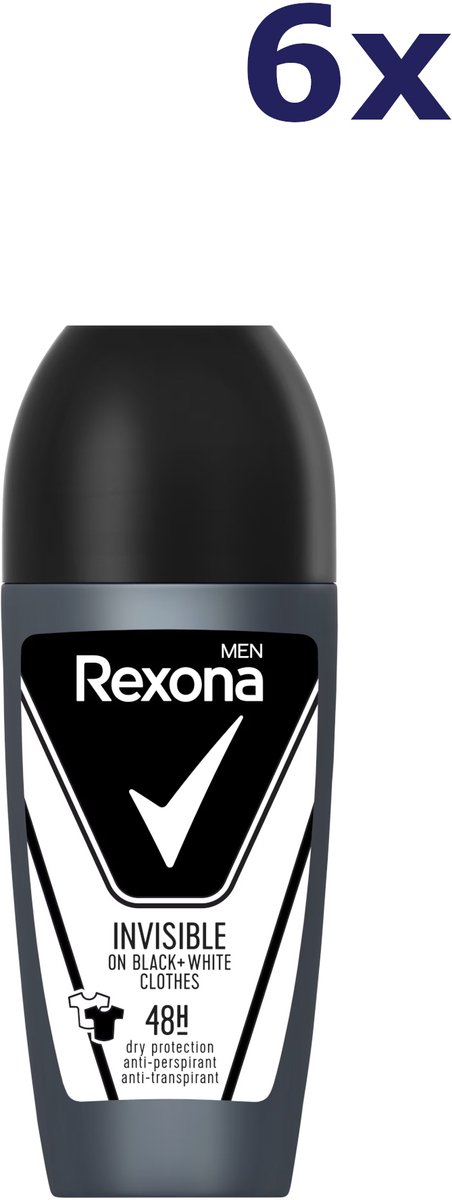 Goedkoopste Rexona Deo Roller Men - Invisible On Black & White Clothes - 6 x 50 ml