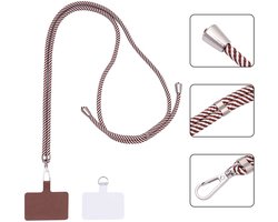 Casemania Universele Telefoonkoord - Tiramisu - Verstelbare Telefoonketting - Crossbody Draagkoord Koord voor Telefoon - Lanyard Cord - Bruin en Wit