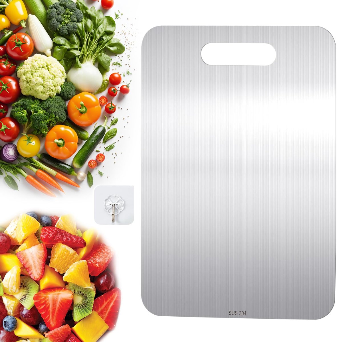 Ibenzoa® Duurzame en Hygiënische Keuken Snijplank van Roestvrij Staal - 33 x 23,5 cm
