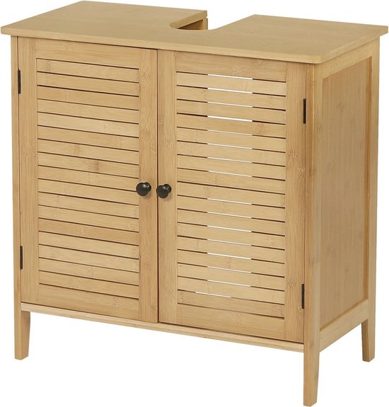 Wastafel Meubel - Badkamer Kastje Onder Wastafel - Wastafelonderkasten - Wastafel Onderkast Met Uitsparing - 60X30X60Cm - Bamboe