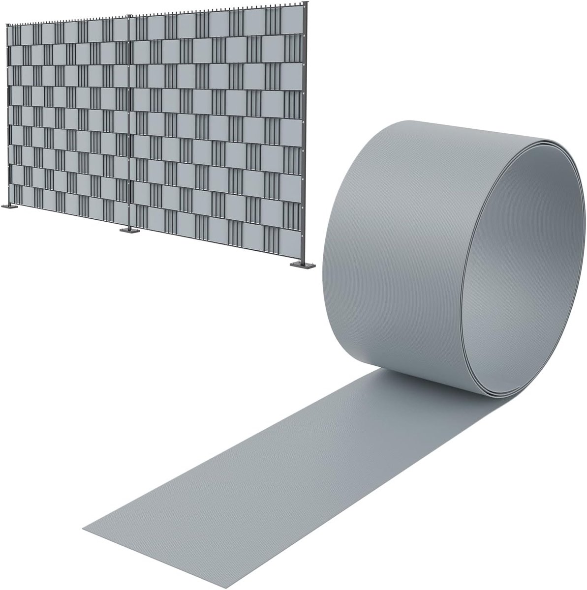 Aufun 2,5m x 19cm Grijs Premium Harde PVC Privacy Schermstroken Voor Dubbel Gaas, Privacy Scherm Windscherm Tuin Dubbel Gaas Hek Voor Tuinafscheiding, Balkon