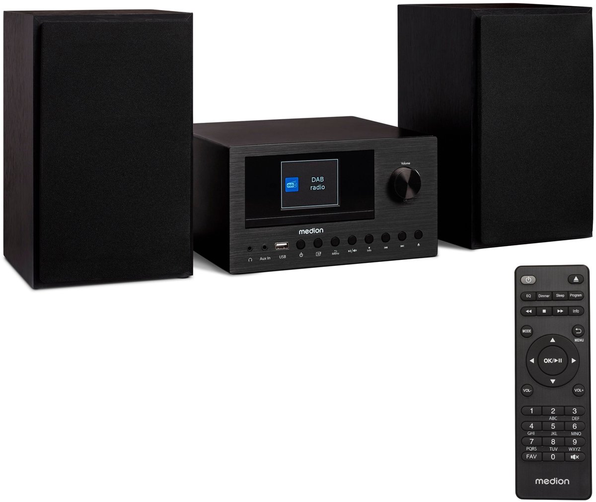 MEDION P85003 Micro-audiosysteem Compact systeem (internetradio, DAB+, PLL FM-radio, Bluetooth, USB-aansluiting, AUX, 2x150 W)