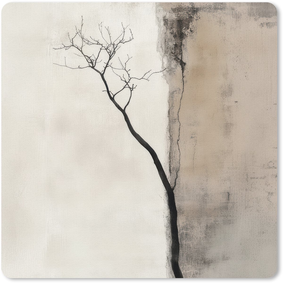 Muismat 20x20 cm - Mousepad Wabi sabi - Plant - Beige - Muismatten