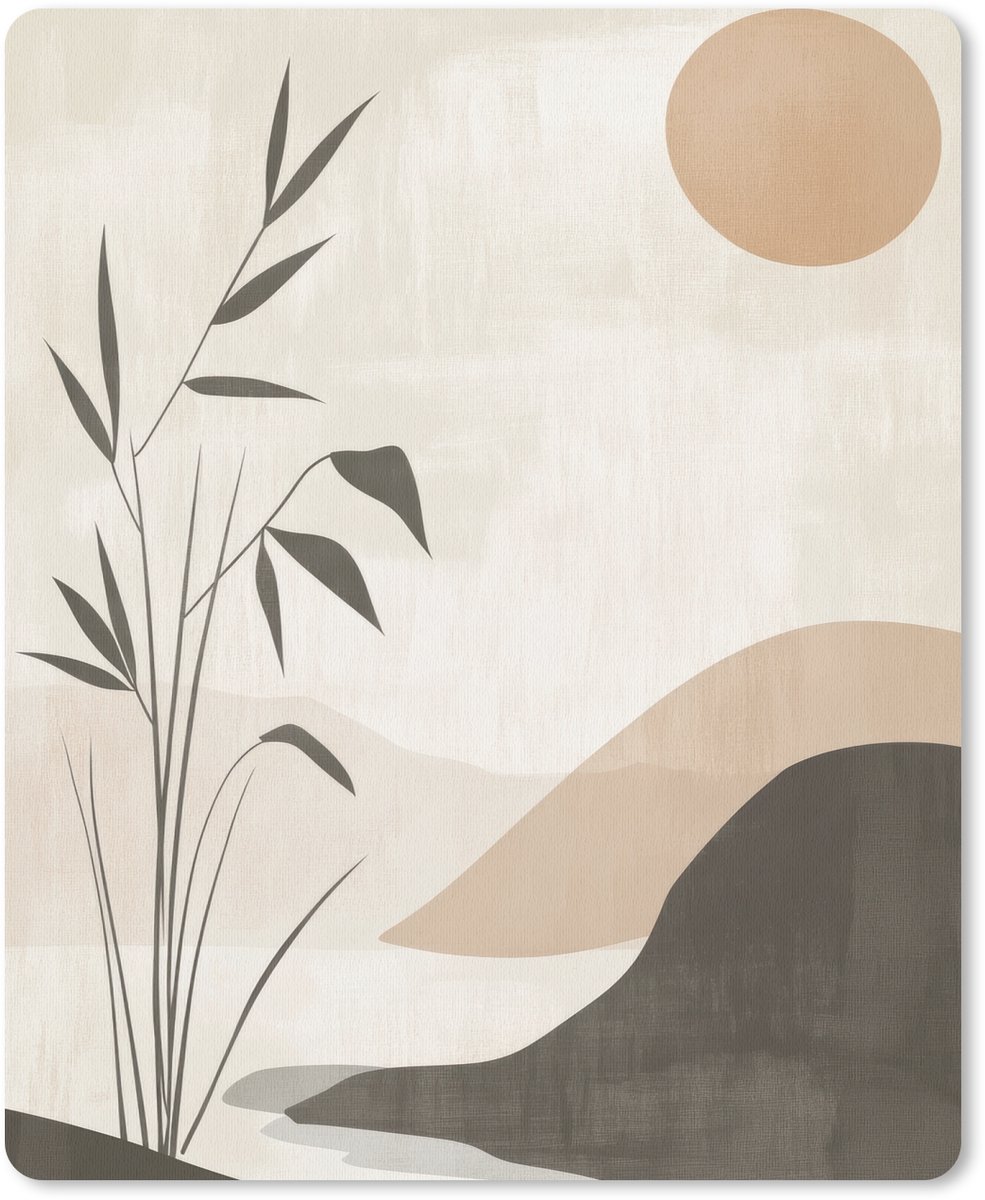 Muismat 19x23 cm - Mousepad Japandi - Landschap - Beige - Muismatten