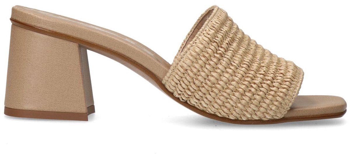 Sacha - Dames - Beige muiltjes met blokhak - Maat 37