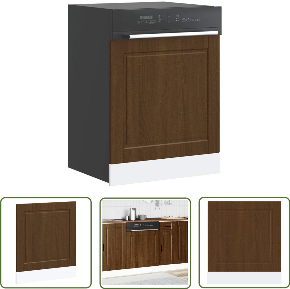 The Living Store Vaatwaspaneel Porto 60x1,5x67 cm bewerkt hout bruin eikenkleur - Vaatwaspaneel - Houten Kastdeur - Keukenfront - Bruine Eiken Kleur - Keukenrenovatie
