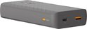Grijze Xtorm powerbank met golvend patroon, 20W 20.000 specificaties, USB-A en USB-C poorten, en laadindicatielampjes.