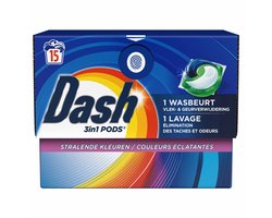 Dash Wasmiddelcapsules 3in1 Pods Stralende Kleuren - 4 x 15 stuks - Voordeelverpakking